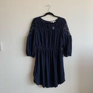 NWT Navy Blue LOFT Lace Long Sleeve Dress